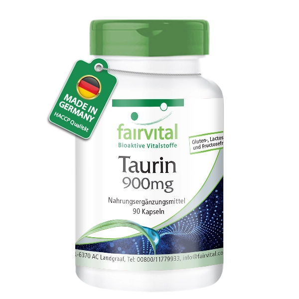Taurin 900mg - 90 Kapseln - Hochdosiert- Vegan | Fairvital